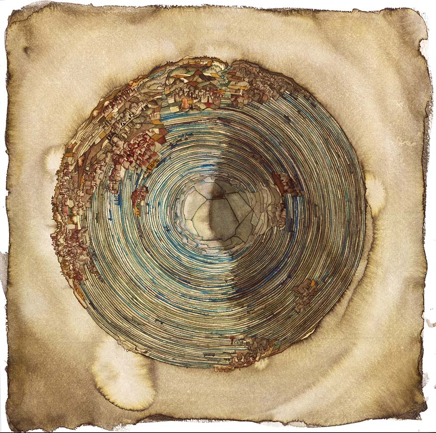 aroundTheWorld, 50X50, watercolor, 2014 aroundTheWorld