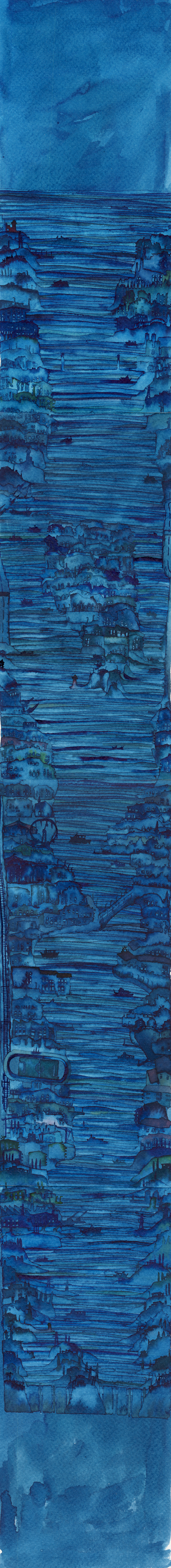 alongTheRiver, 15X100, watercolor, 2011 alongTheRiver