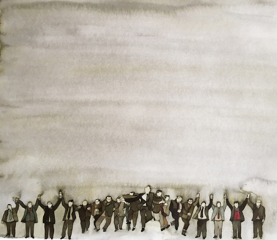 borderline, 70X50, watercolor, 2016 borderline